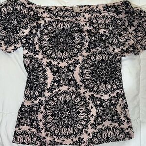 VENUS Black and Pink Floral Strapless Top